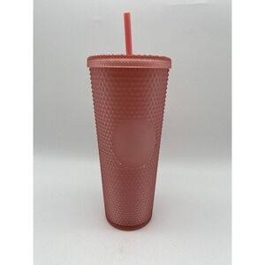 Starbucks 2022 Valentines Soft Touch Pink Lemonade Studded 24oz Cold Cup Tumbler